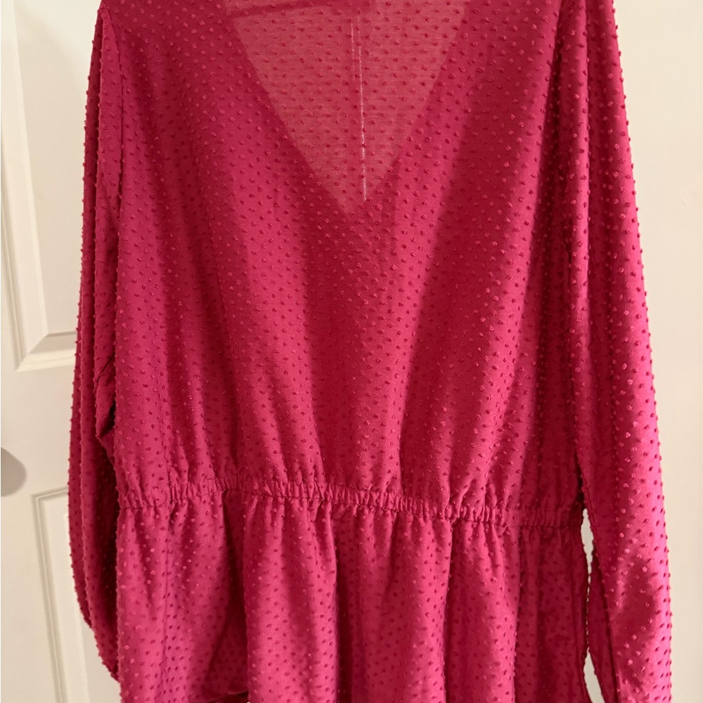Lane Bryant Raspberry Textured Peplum Blouse - Picture 2 of 3